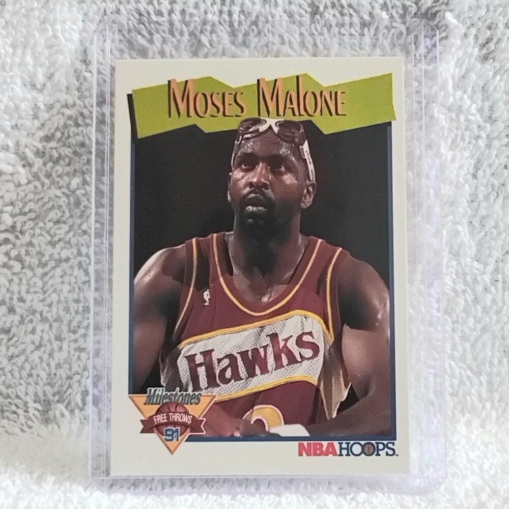 5/$20 Mint 1991 NBA Hoops Moses Malone Milestone Free Throws NBA Card 318!!